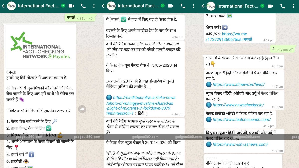 Global Fact-Checking WhatsApp Chat Bot for COVID-19 Gets Hindi Language Support