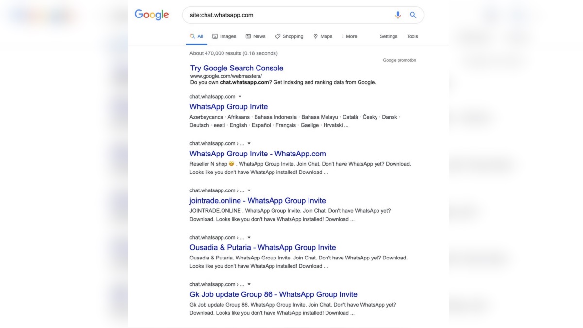 WhatsApp Group Chat Invite Links Indexed by Google Search, Let Anyone Enter Private Groups