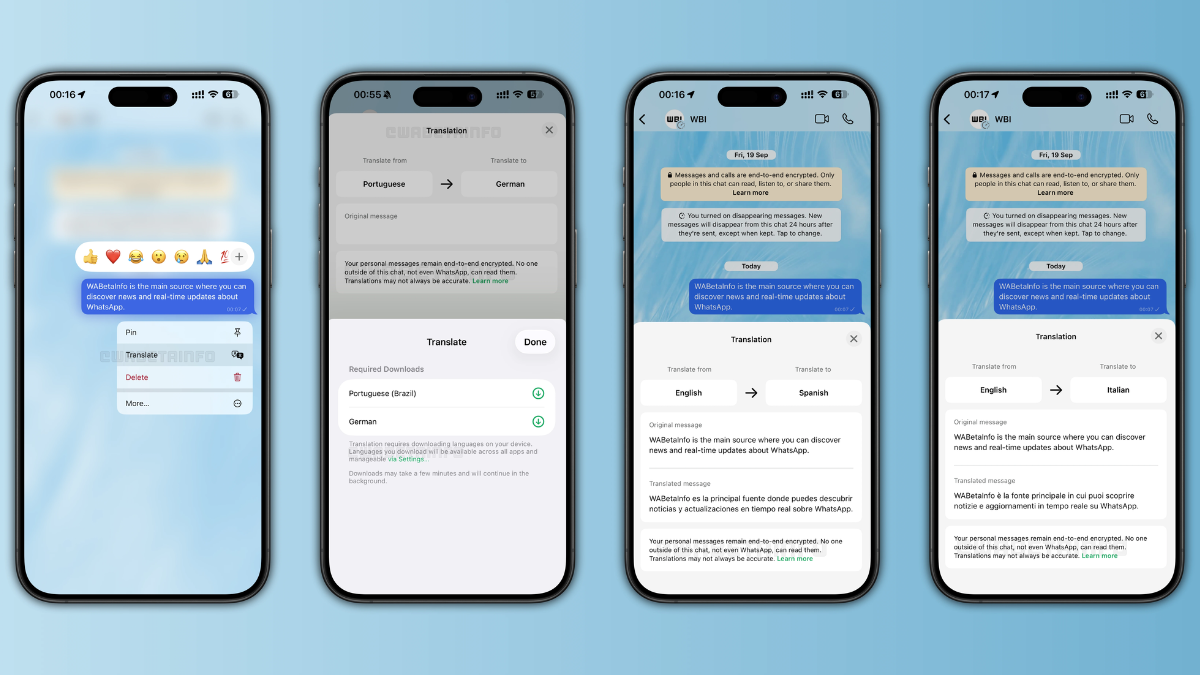 whatsapp message translations inline WABetaInfo