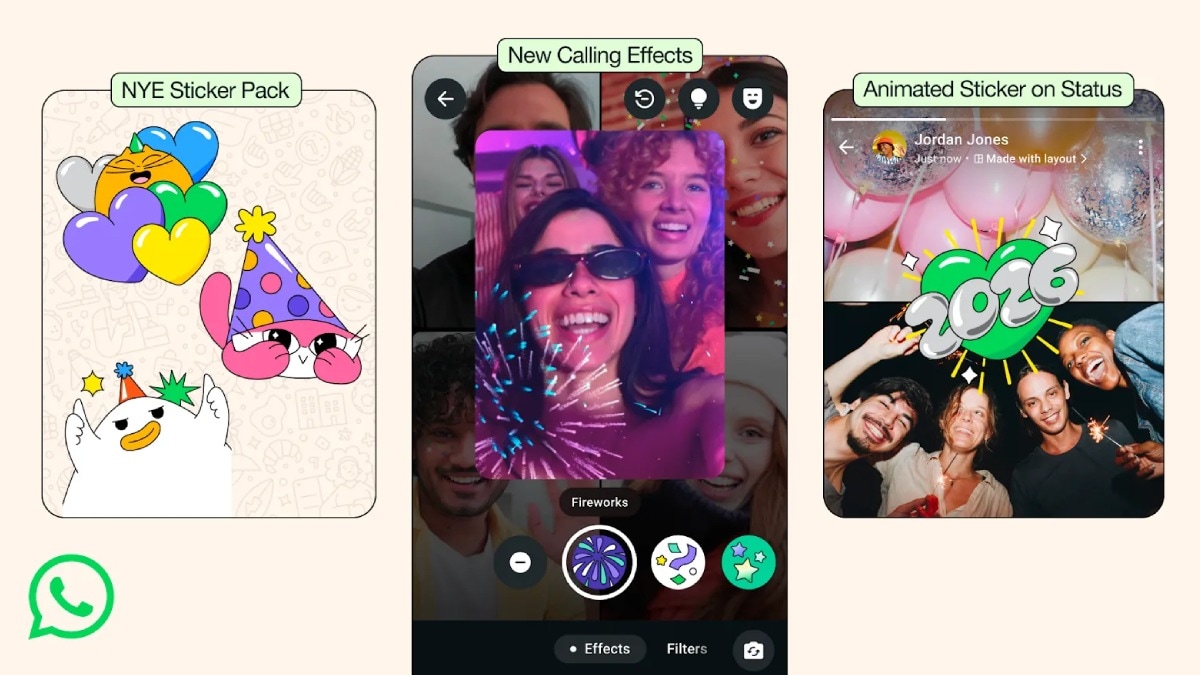 WhatsApp Launches New Year 2026 Features With New Stickers, Video Call Effects and Status Tools