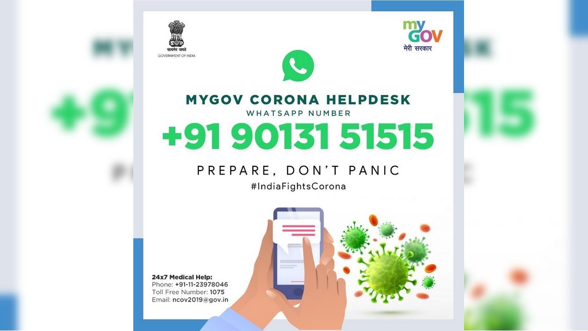 MyGov Corona Helpdesk Launched on WhatsApp to Provide Coronavirus Information