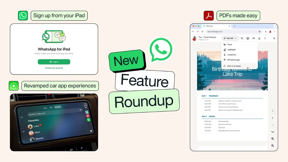WhatsApp Rolling Out Direct iPad Sign-Up, Revamped CarPlay Experience and In-Chat PDF Editing