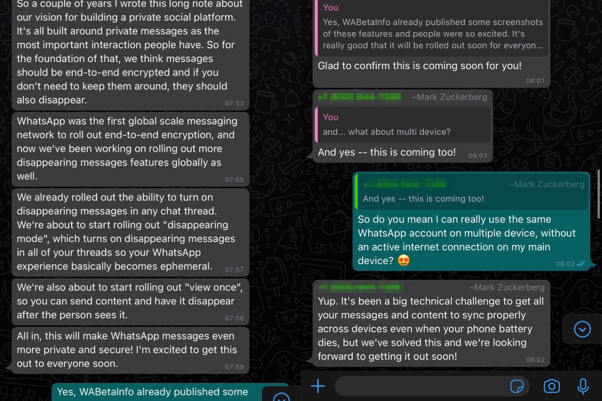 WhatsApp Chief Will Cathcart, Mark Zuckerberg Confirm Disappearing Mode, More Upcoming Features