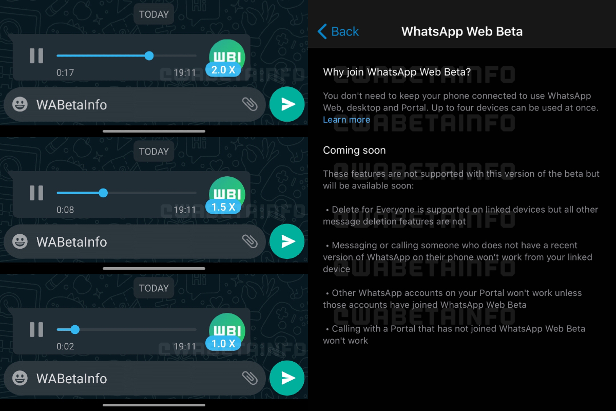 WhatsApp Reportedly Working on Voice Messages Playback Speed Feature, Multi-Device Support Spotted on iOS