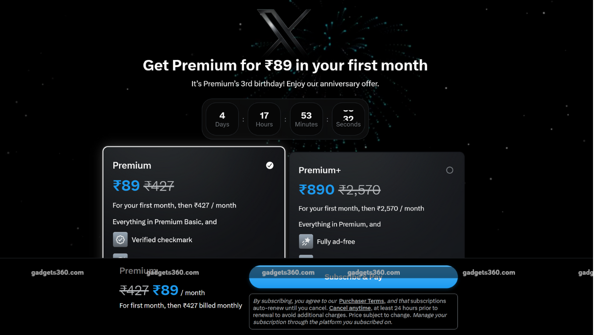 x premium price slashed inline X Premium