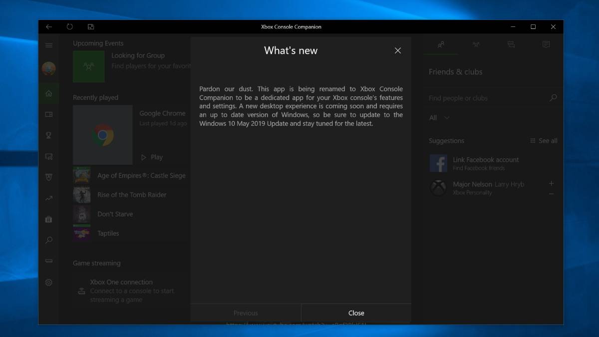 Windows 10 Xbox App Renamed to Xbox Console Companion Ahead of 'New Desktop Experience'