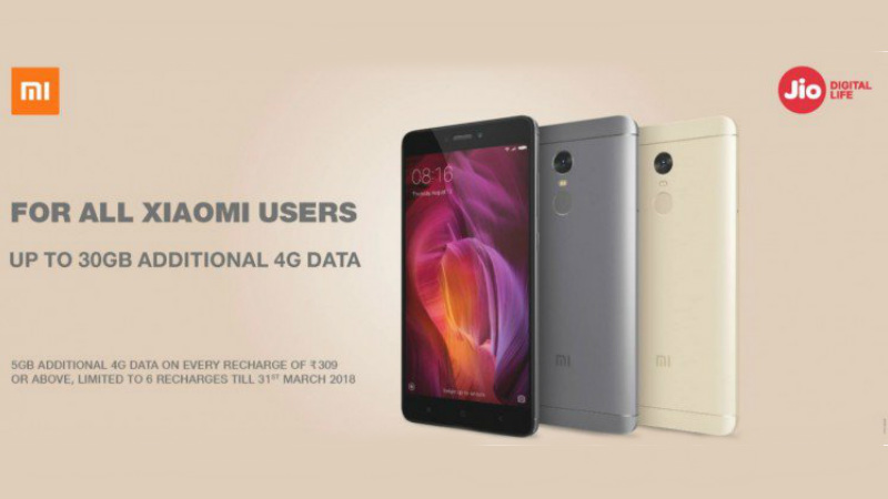 Reliance Jio Offers Up to 30GB Additional 4G Data on Select Xiaomi Smartphones