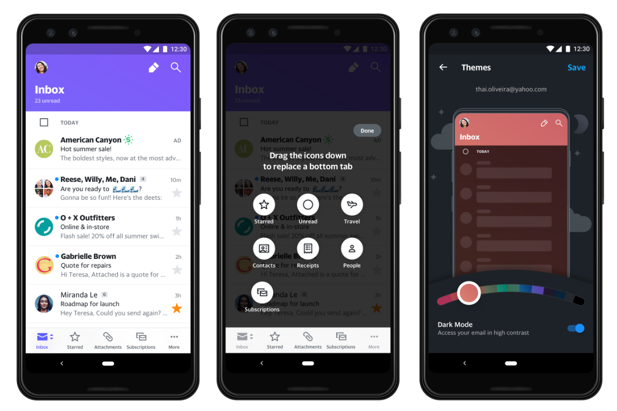 Yahoo Mail App Gets Design Update Focussing on One-Handed Usage, Includes Various Customisations