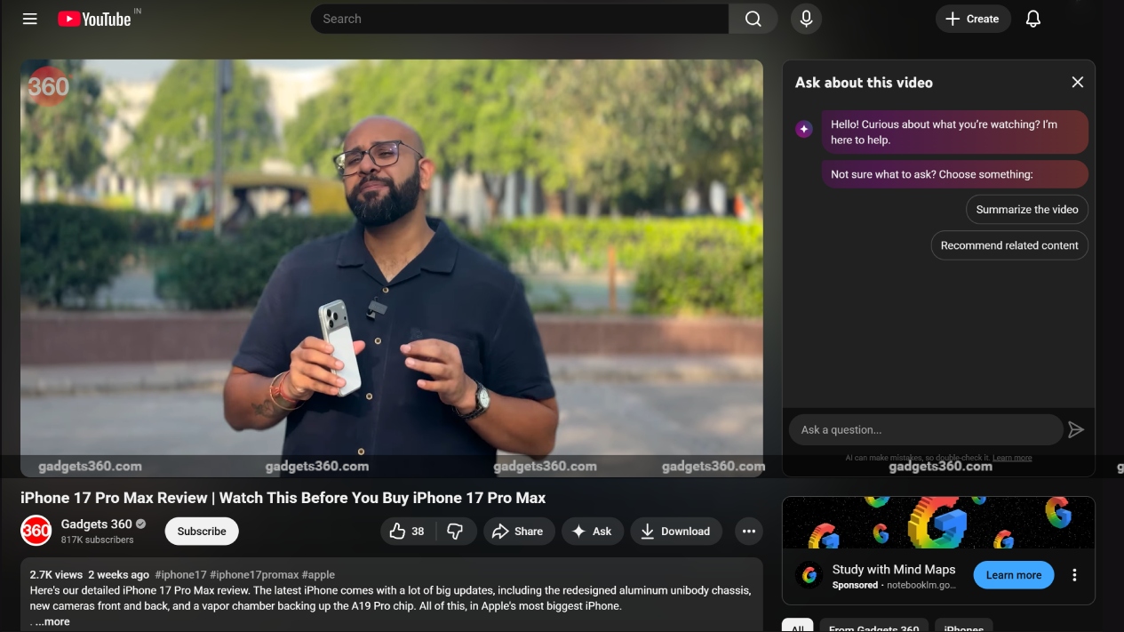 YouTube's New 'Ask' Button Uses Gemini to Get Instant Video Answers