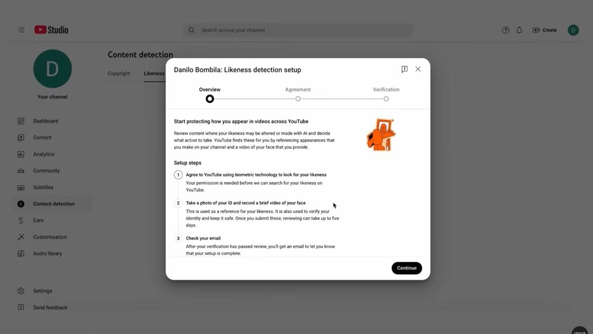 youtube likeness detection setup YouTube