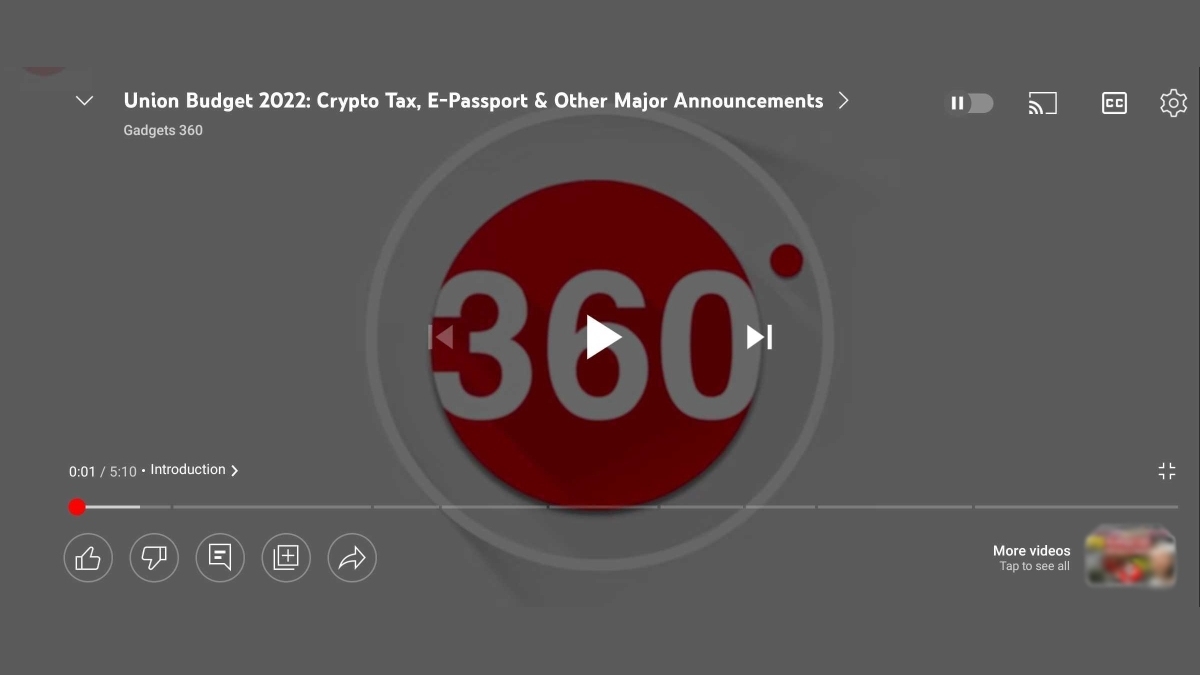 YouTube Adds Like, Dislike, More UI Buttons to Its Full Screen Video Player on Android, iOS