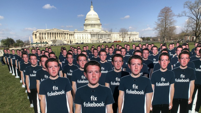 'Fix Fakebook': Activists Plant 100 Life-Size Zuckerberg Cutouts on Capitol Lawn