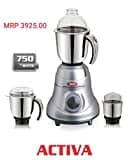 Bakeman Activa 750W Mixer Grinder (Silver, 3 Jar)