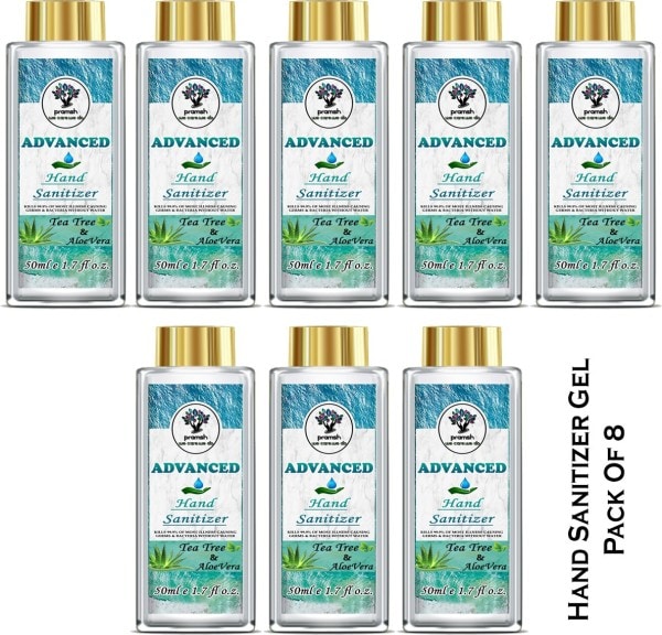 Pramsh Advanced Tea Tree & Aloe Vera Hand Sanitizer (50ML, Pack of 8)