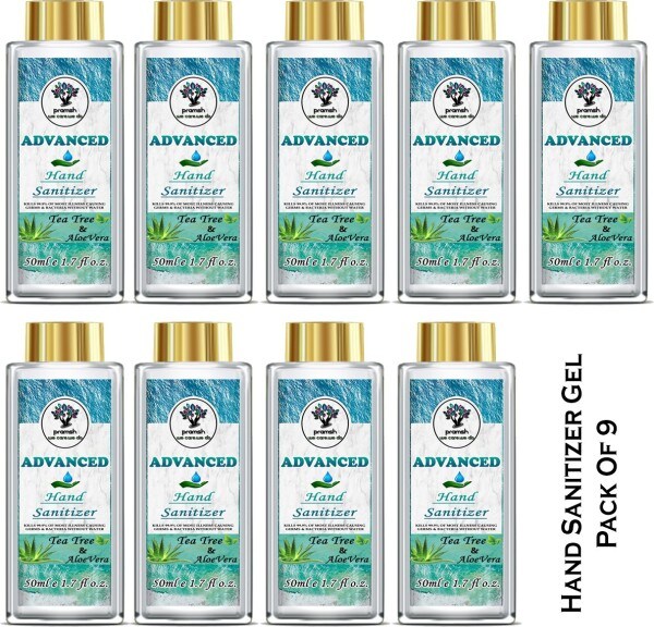 Pramsh Advanced Tea Tree & Aloe Vera Hand Sanitizer (50ML, Pack of 9)