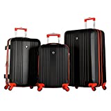 Olympia Apache Spinner Luggage (Black & Red, Pack of 3)