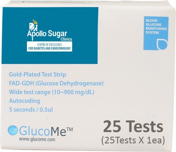 Apollo Sugar ASCLGLS25 Glucometer Strips (25 Strips)