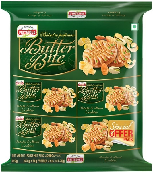 Priyagold Butter Bite Premium Pistachio and Almond Cookies (600GM)