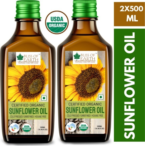 Bliss of Earth Certified Organic Sunflower Oil (1LTR, Pack of 2) Price