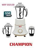 Bakeman Champion 550W Mixer Grinder (White, 3 Jar)