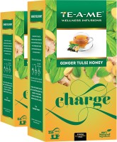 TE-A-ME Charge Ginger Tulsi Honey Herbal Tea (50GM, Pack of 2, 50 Pieces)