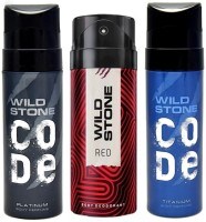 Wild Stone Code Titanium Deodorant + Red Deodorant + Code Platinum Deodorant (120ML, Pack of 3)