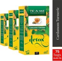 TE-A-ME Detox Cardamom Turmeric Herbal Tea (50GM, Pack of 3, 75 Pieces)