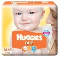 Huggies Dry Baby Diapers (60 PCS, M)