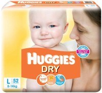 Huggies Dry Baby Diapers (52 PCS, L)
