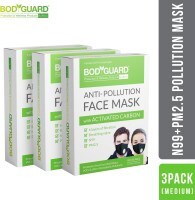 Bodyguard Dust Protection Anti Pollution Mask (Pack of 3)