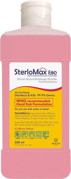 SterloMax E80 Rub In Hand Disinfectant Hand Sanitizer (500ML)