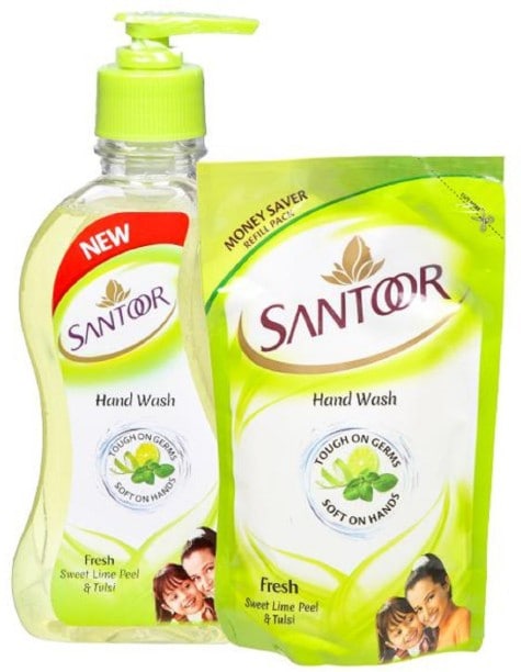 Santoor Fresh Sweet Lime Peel & Tulsi Hand Wash (215ML, Pack of 2)