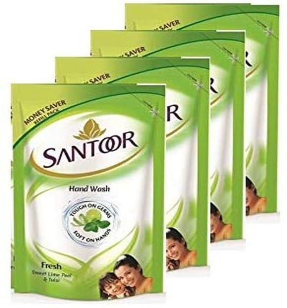 Santoor Fresh Sweet Lime Peel & Tulsi Hand Wash (180ML, Pack of 4)