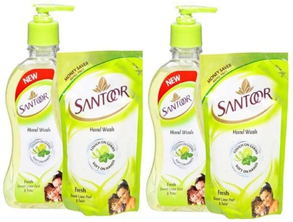 Santoor Fresh Sweet Lime Peel & Tulsi Hand Wash (198ML, Pack of 4)
