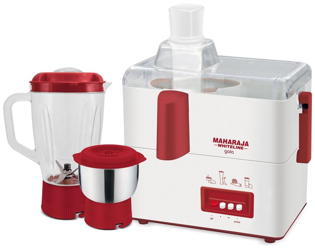 Maharaja Whiteline Gala 450W Juicer Mixer Grinder (Red & White, 2 Jar)