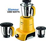 Jusal Glamour 1000W Mixer Grinder (Yellow, 3 Jar)