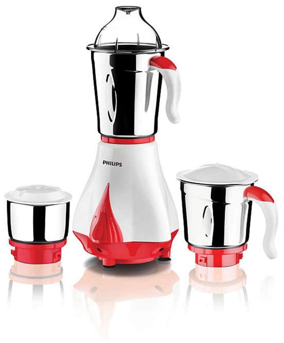 Philips HL7510 550W Mixer Grinder (Red & White, 3 Jar)