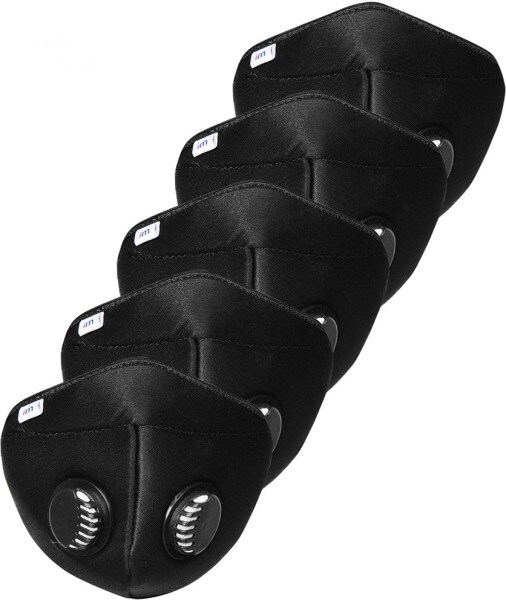Impulse i95 Airmask Reusable Outdoor Protection Anti Pollution Mask (Black, Pack of 5)