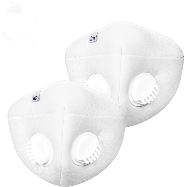 Impulse i95 Airmask Reusable Outdoor Protection Anti Pollution Mask (White, Pack of 2)