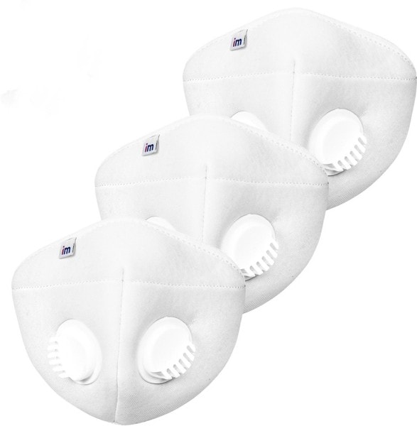 Impulse i95 Airmask Reusable Outdoor Protection Anti Pollution Mask (White, Pack of 3)