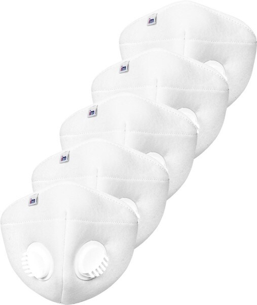 Impulse i95 Airmask Reusable Outdoor Protection Anti Pollution Mask (White, Pack of 5)