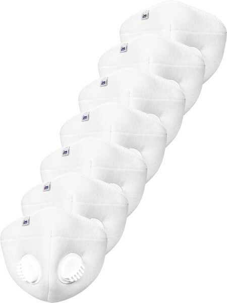 Impulse i95 Airmask Reusable Outdoor Protection Anti Pollution Mask (White, Pack of 7)