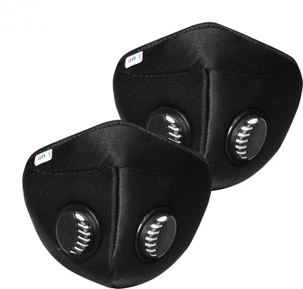 Impulse i95 Airmask Reusable Outdoor Protection Anti Pollution Mask (Black, Pack of 2)