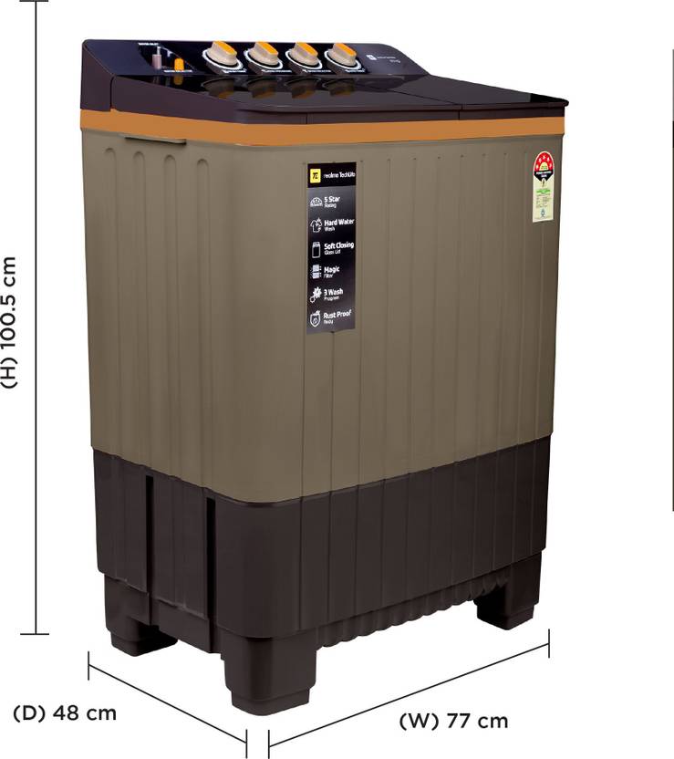 Realme TechLife 8.5 kg Semi Automatic Top Load Washing Machine (RMSA855NNNMG)