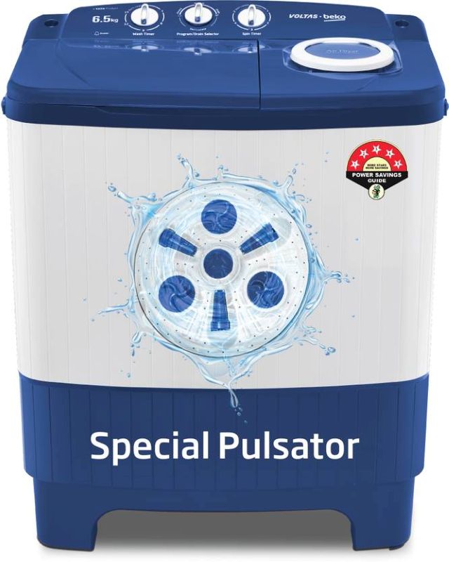 Voltas Beko 6.5 kg Semi Automatic Top Load Washing Machine (WTT65UNX/OK3I0I0W01)