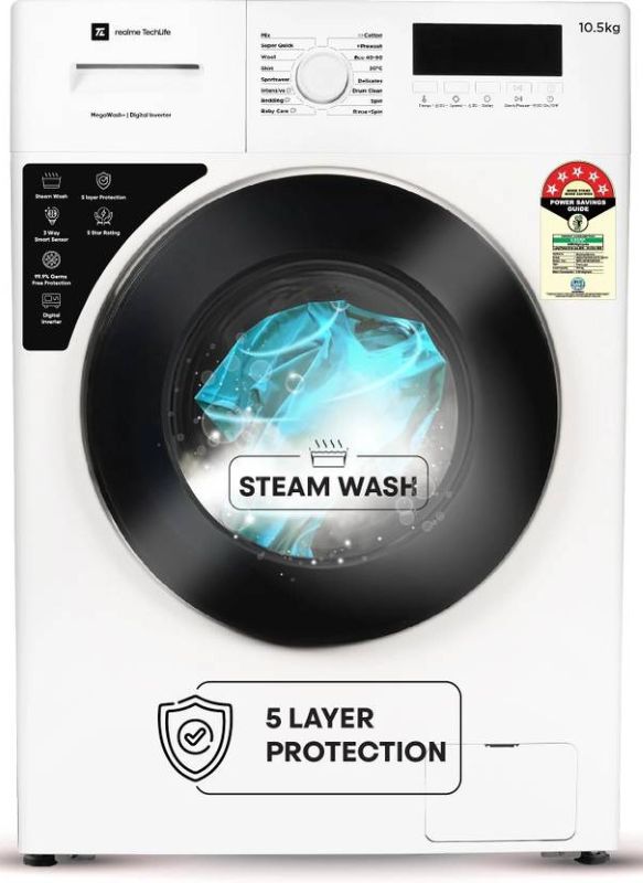 Realme TechLife 10.5 kg Fully Automatic Front Load Washing Machine (RMFL1055NHIJW)