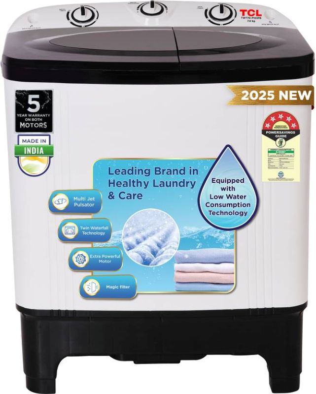 TCL 7 kg Semi Automatic Top Load Washing Machine (TWT70 P103PB)