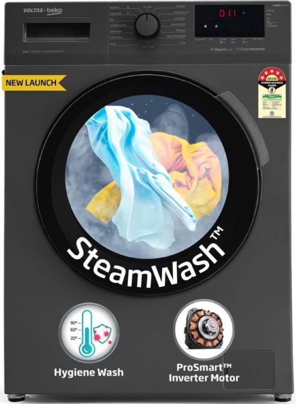 Voltas Beko 8 kg Fully Automatic Front Load Washing Machine (WFL8012B7JVBKA/AXV)