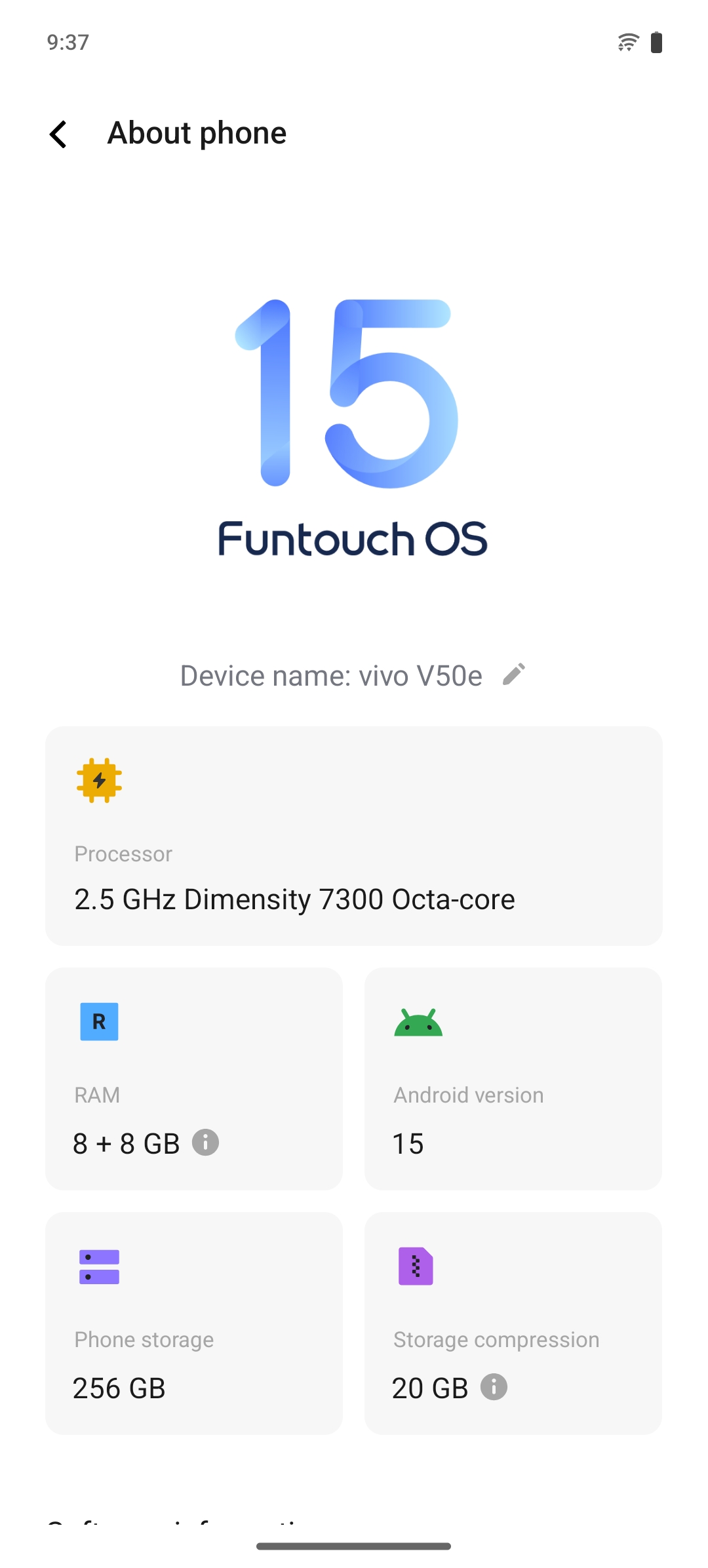 वीवो V50e UI Screenshots इमेजिस