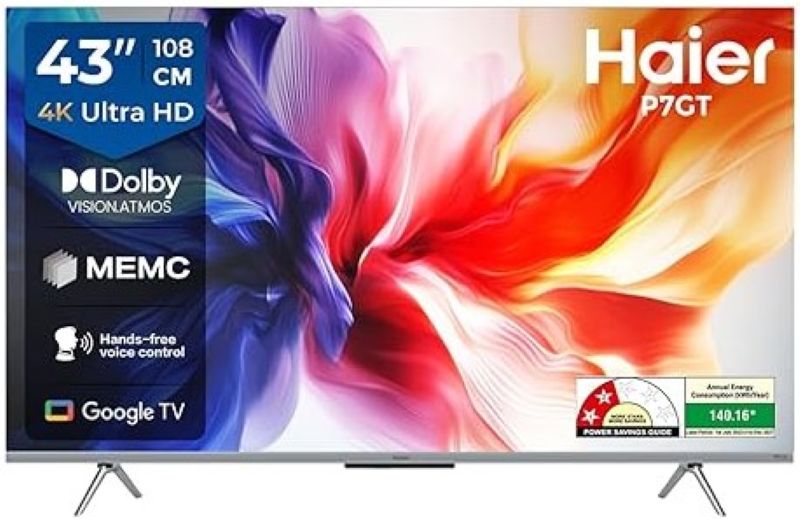 Haier 43 Inch QLED HD Ready Smart TV (43P7GT)